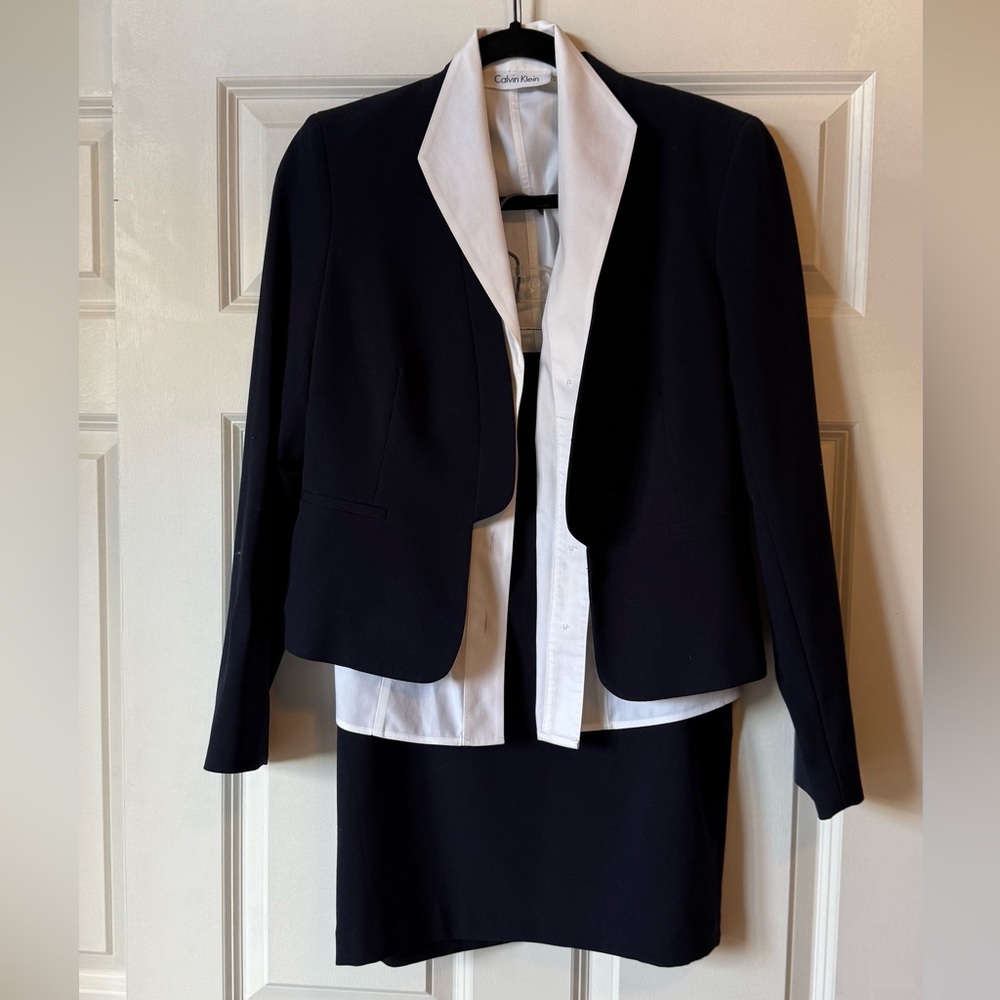 Calvin Klein Navy Women's Blazer, Top, and Skirt